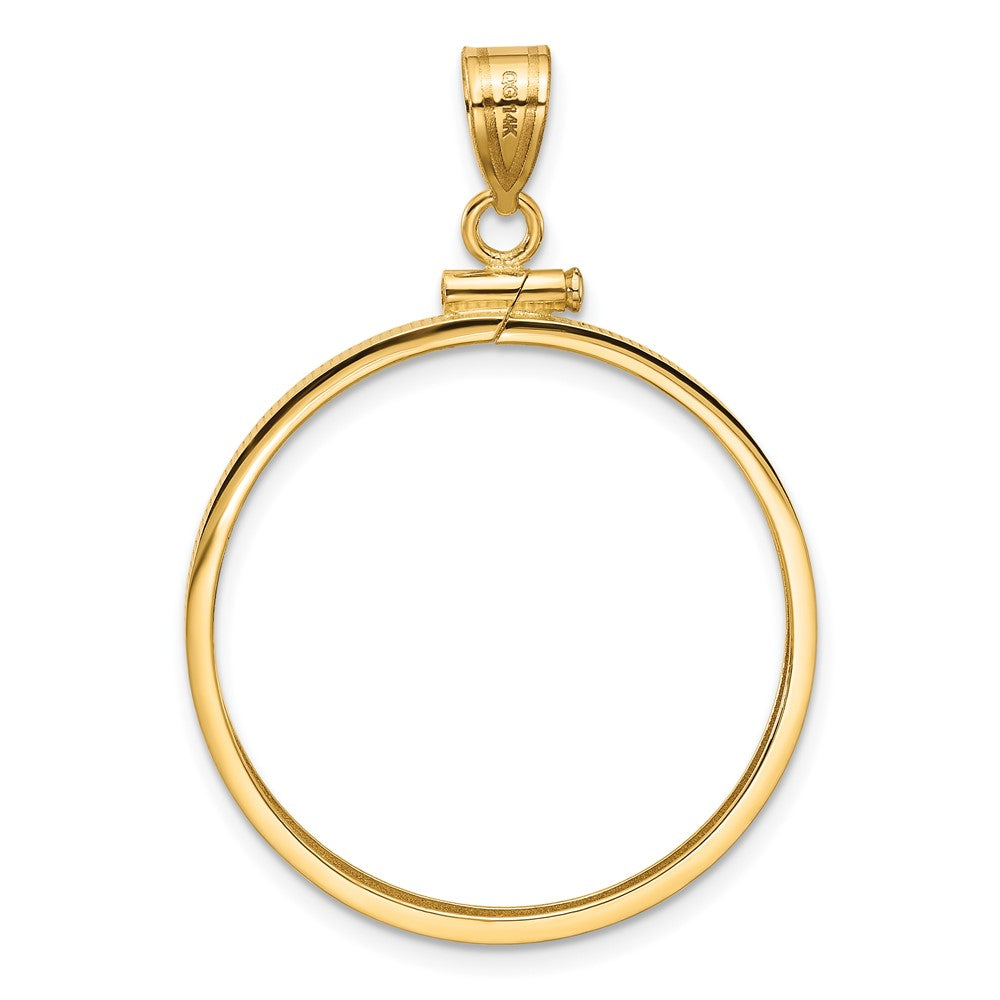 Wideband Distinguished Coin Jewelry 14k Polished 27.0mm x 2.35mm Screw Top Coin Bezel Pendant