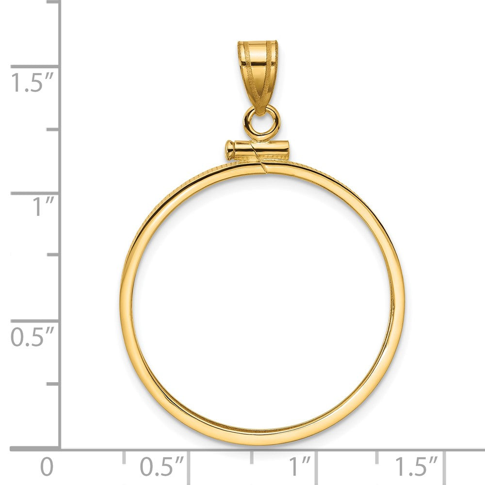 Wideband Distinguished Coin Jewelry 14k Polished 27.0mm x 2.35mm Screw Top Coin Bezel Pendant