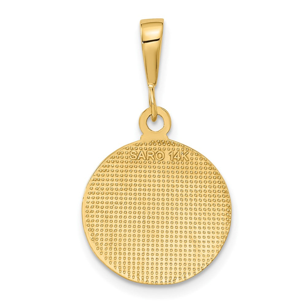 14K Polished and Satin Raphael Angel Round Pendant