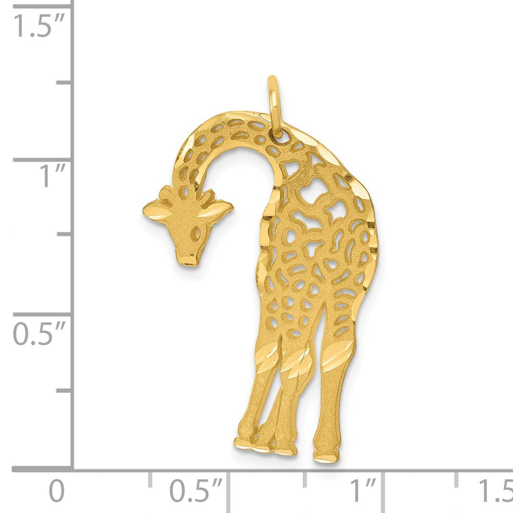 14k Satin Diamond-cut Giraffe Charm