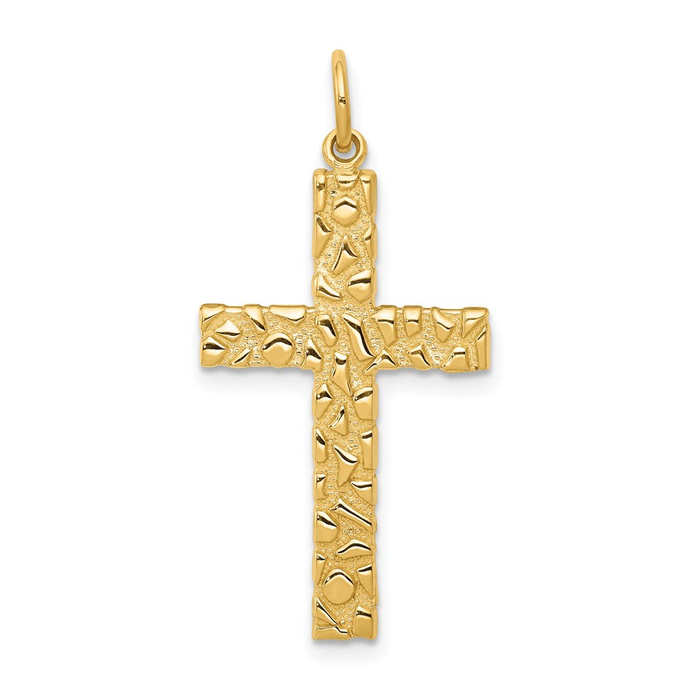Solid;Casted;Polished;Satin;14k Yellow gold;Textured;Textured back