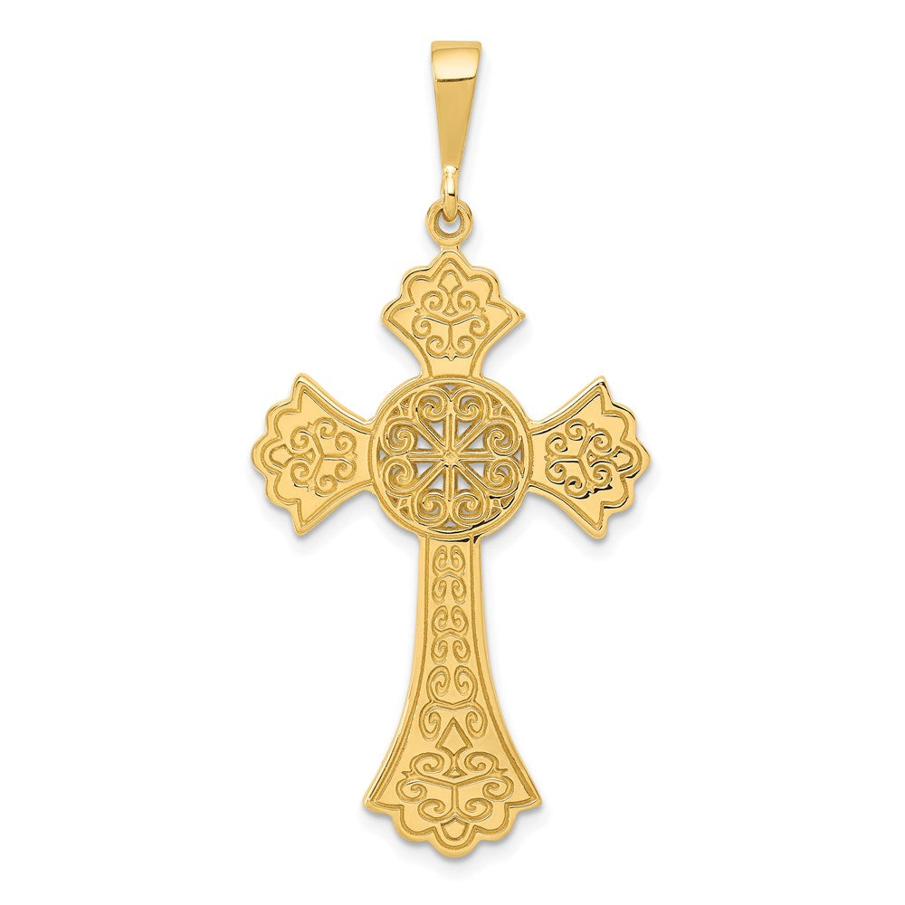 Solid;Casted;Polished;14k Yellow gold;Flat back;Not engraveable