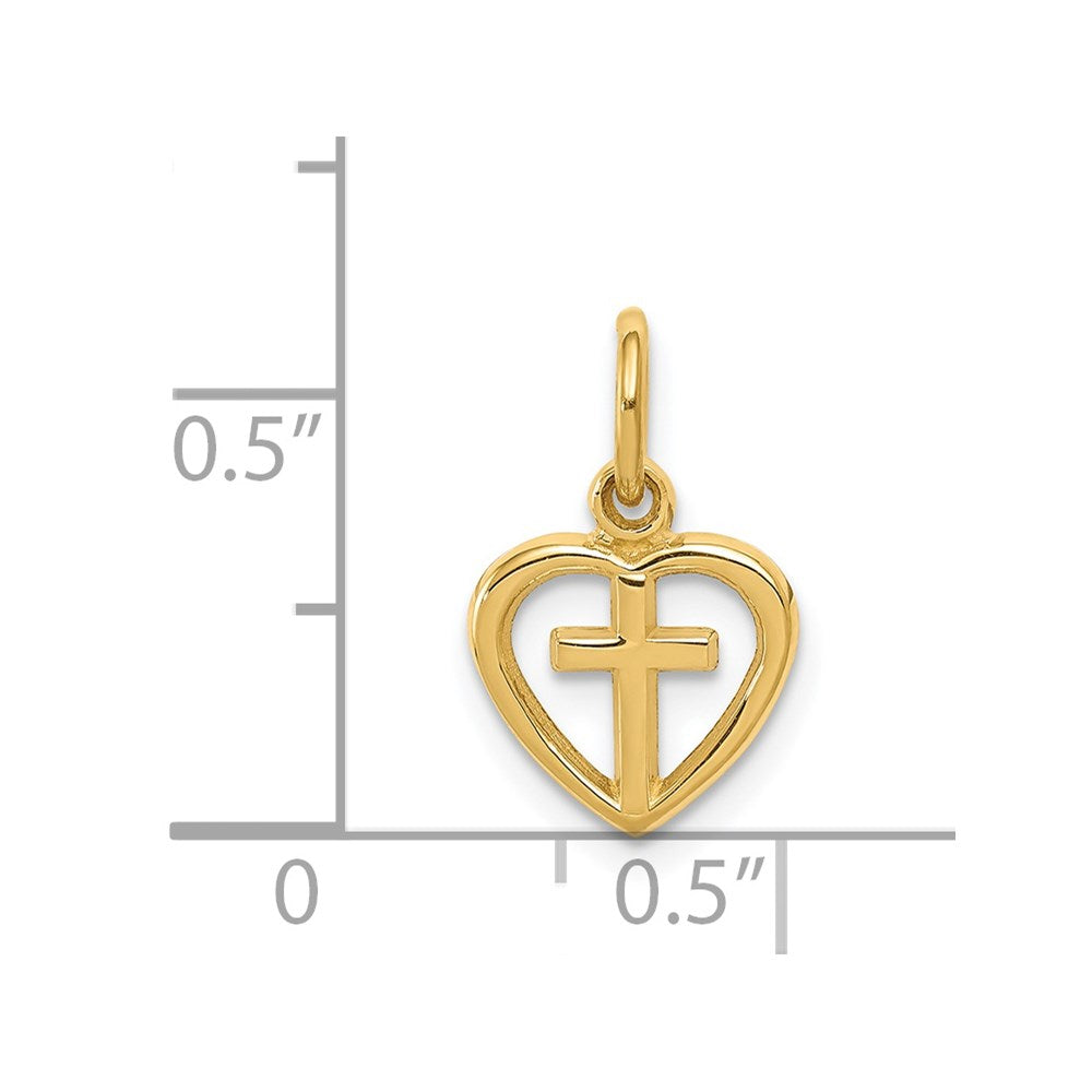 14k Small Cross in Heart Charm