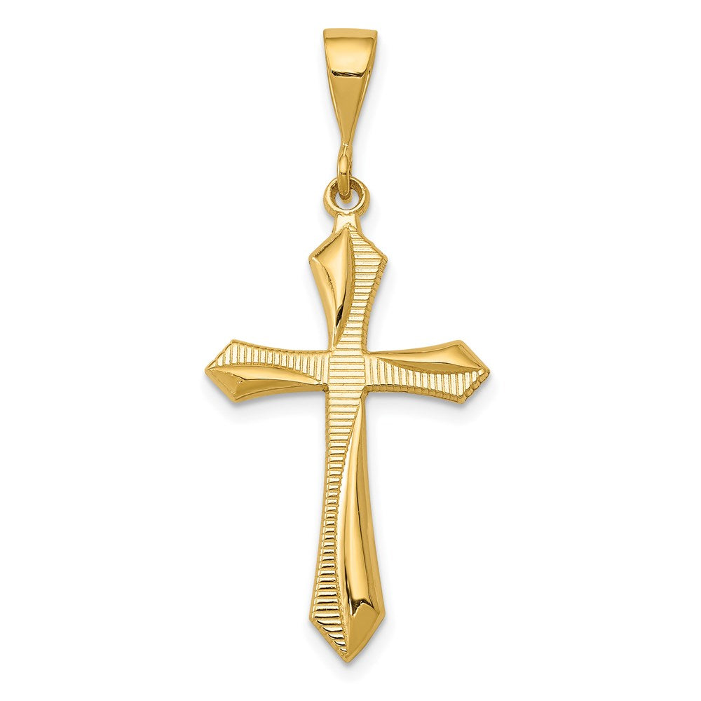 Solid;Casted;Polished;Satin;14k Yellow gold;Textured back