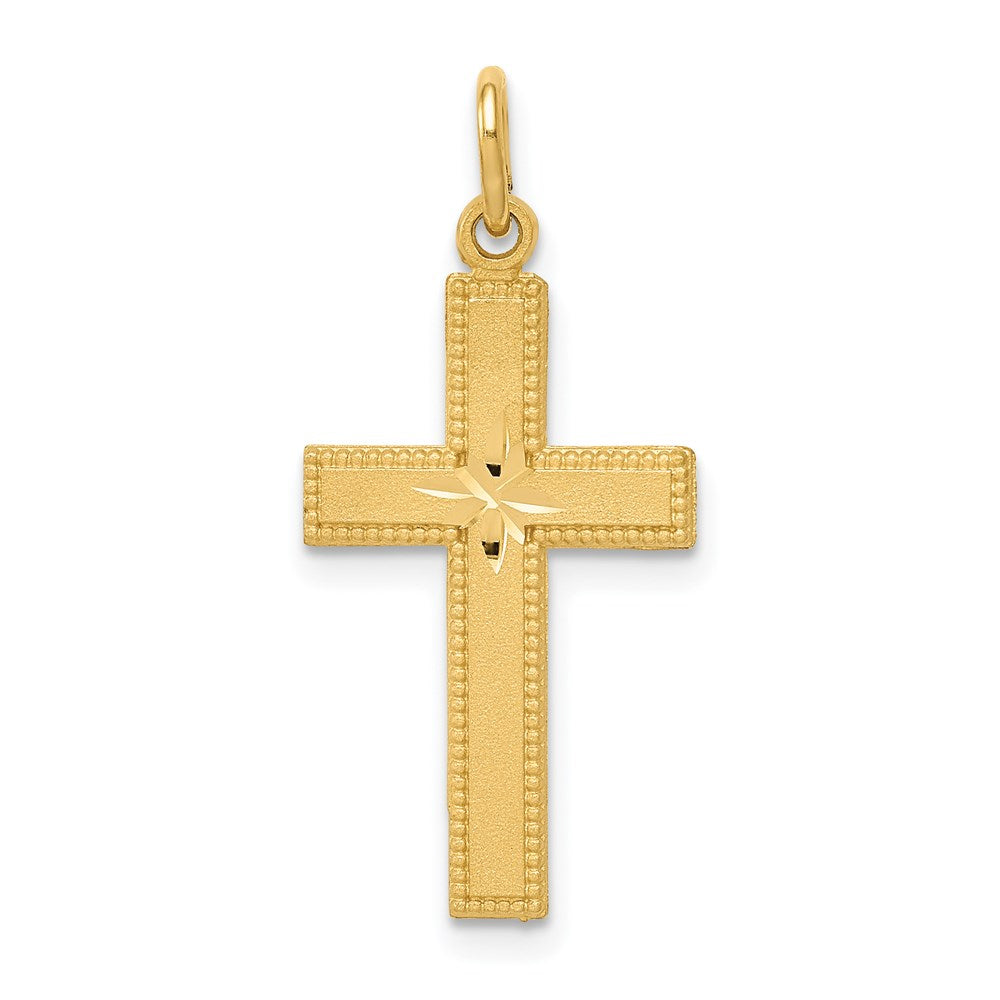Solid;Casted;Diamond-cut;Satin;14k Yellow gold;Textured back