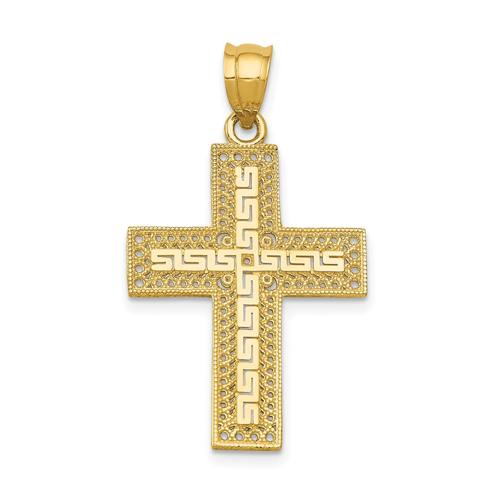 Solid;Casted;14k Yellow gold;Open back;Filigree;Textured