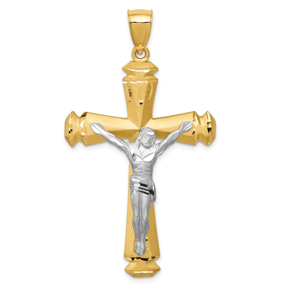 Solid;Casted;Diamond-cut;Satin;14k Yellow gold;Open back