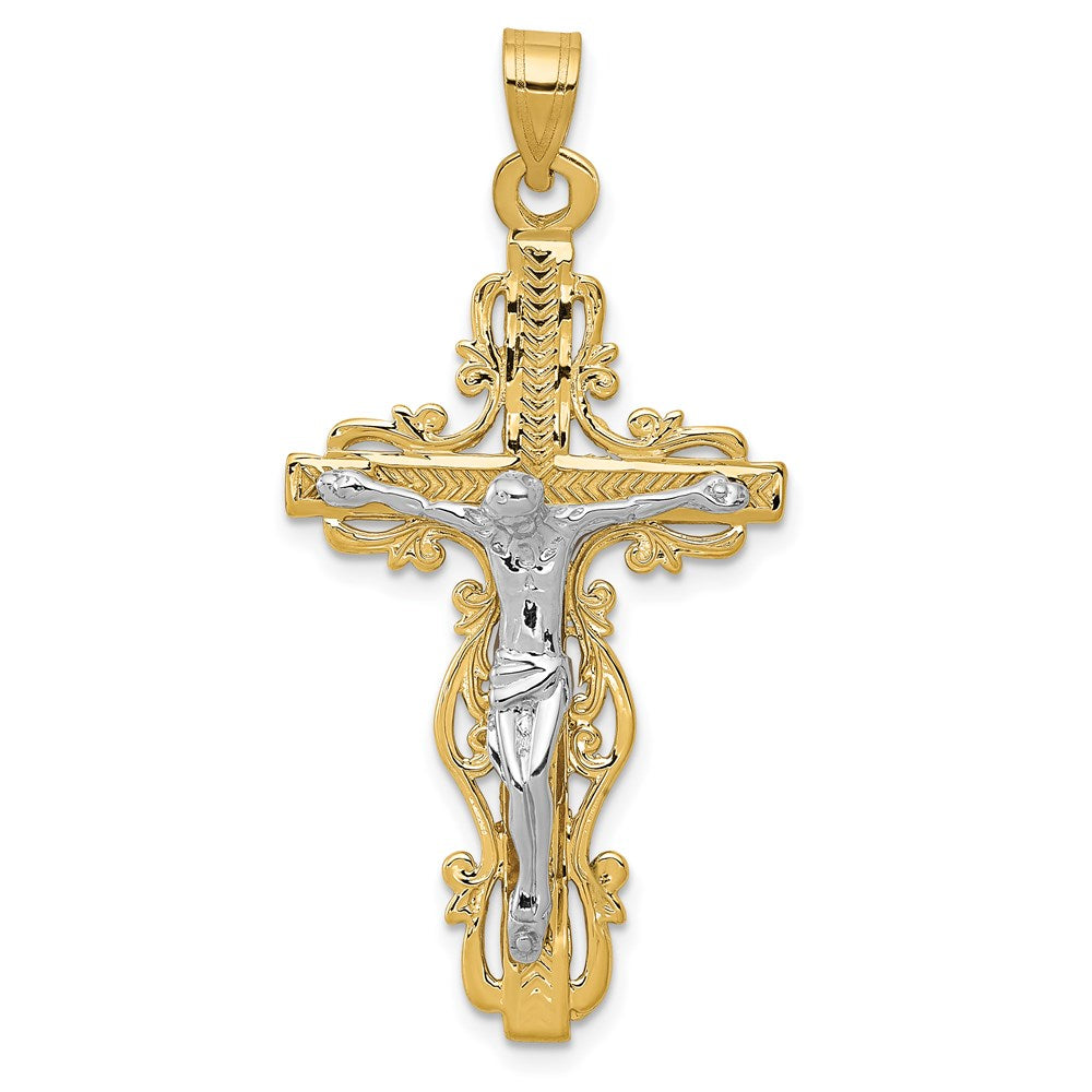 Solid;Casted;Diamond-cut;Polished;14K Two-tone;Textured;Textured back