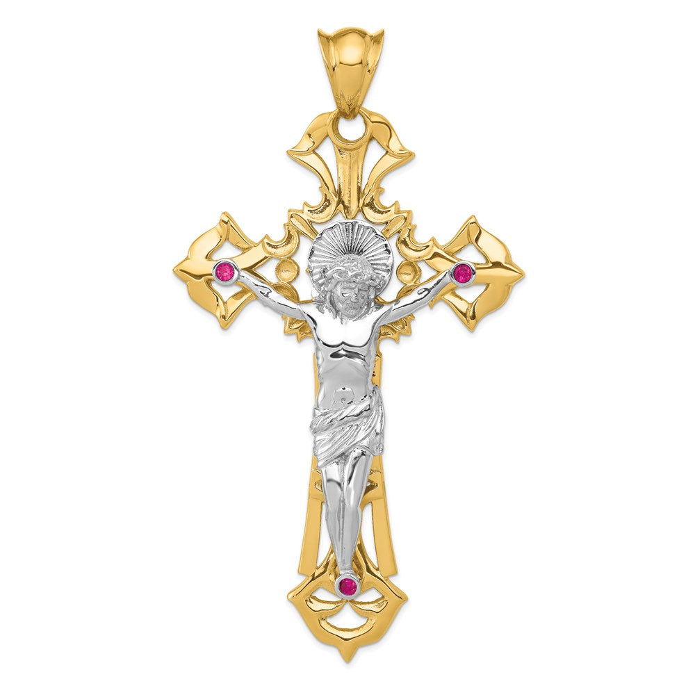 Solid;Casted;Polished;14K Two-tone;CZ;Not engraveable