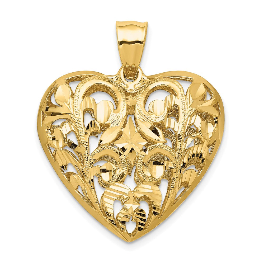 Casted;Diamond-cut;Polished;3-D;14k Yellow gold;Hollow