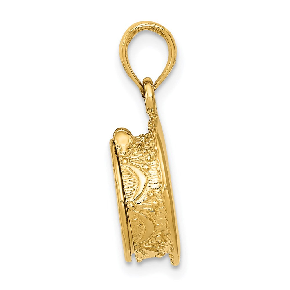 14k 3-D Birthday Cake Opens with Enameled Candle Inside Pendant