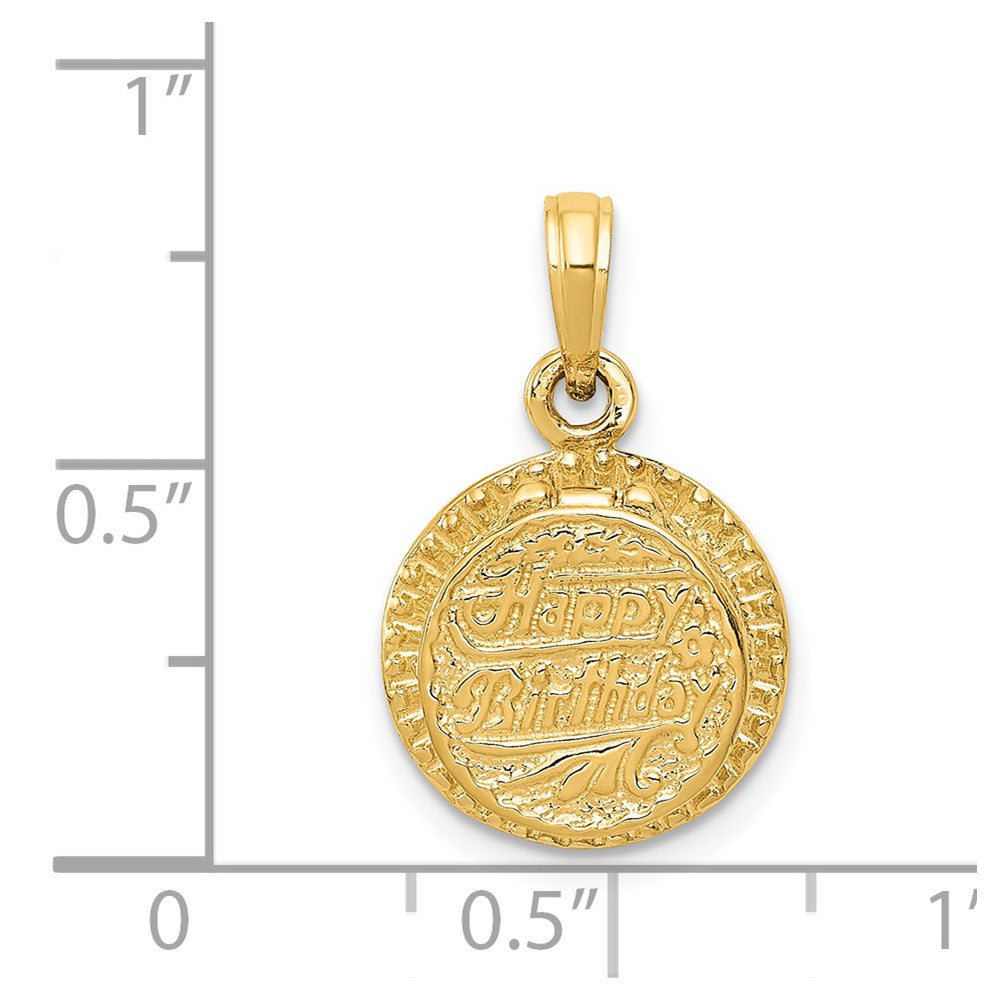 14k 3-D Birthday Cake Opens with Enameled Candle Inside Pendant