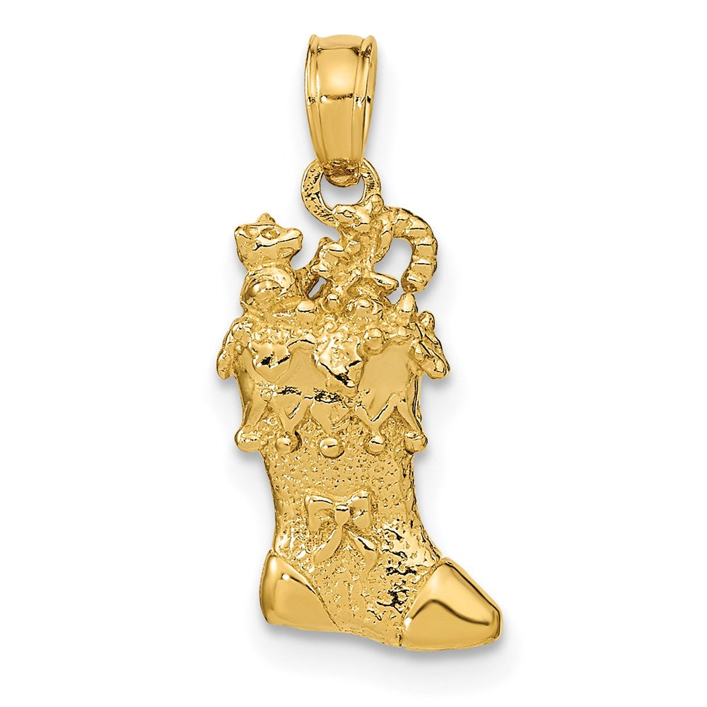 Solid;Polished;3-D;14k Yellow gold