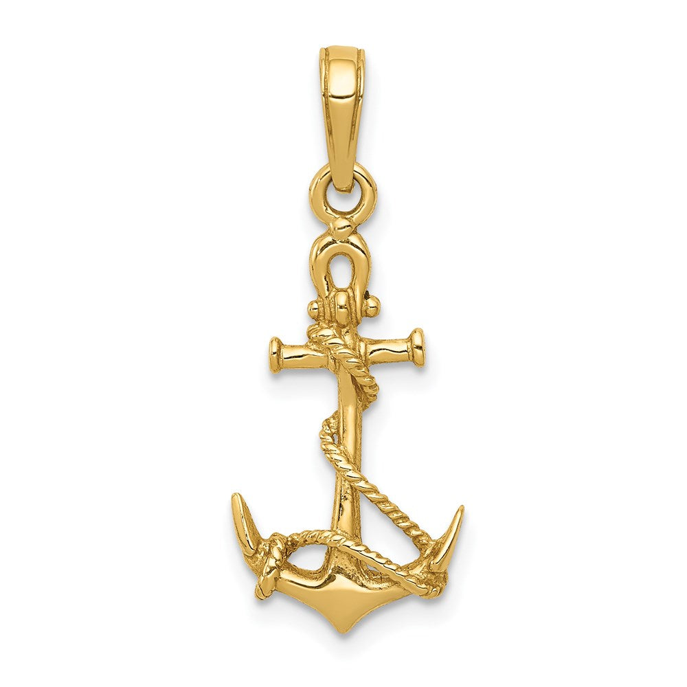 Solid;Polished;3-D;14k Yellow gold