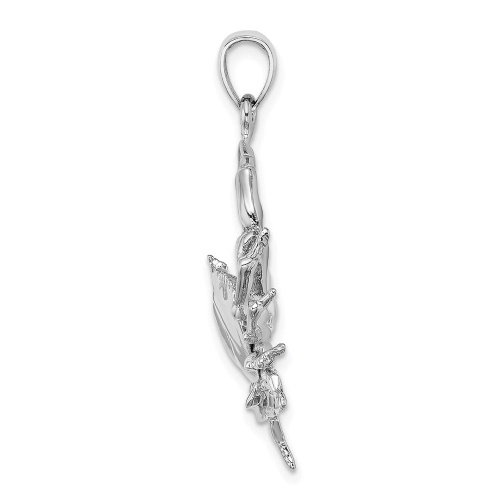 14K White Gold Stone Crab with Claw Extended Charm