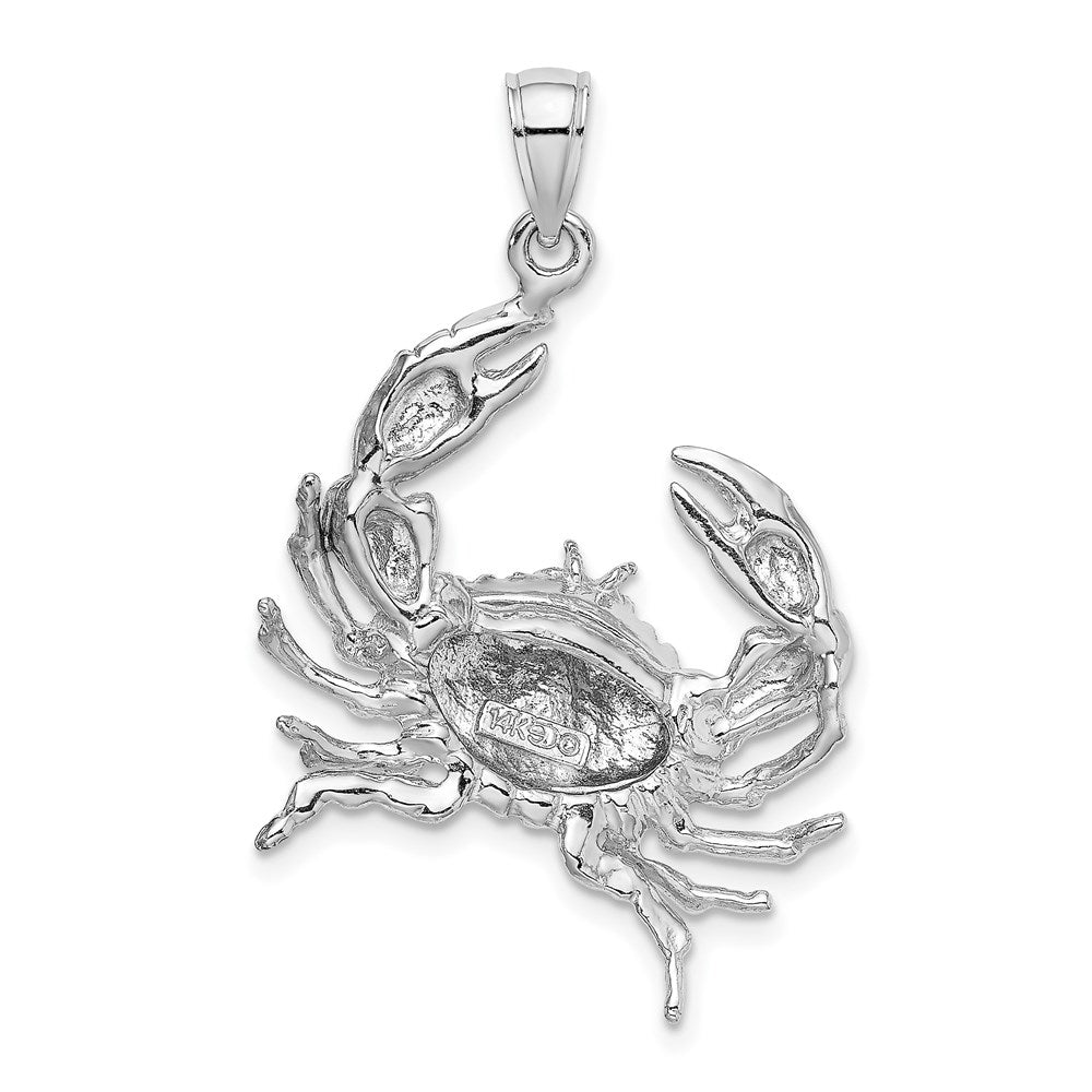 14K White Gold Stone Crab with Claw Extended Charm