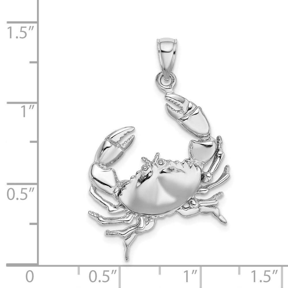 14K White Gold Stone Crab with Claw Extended Charm
