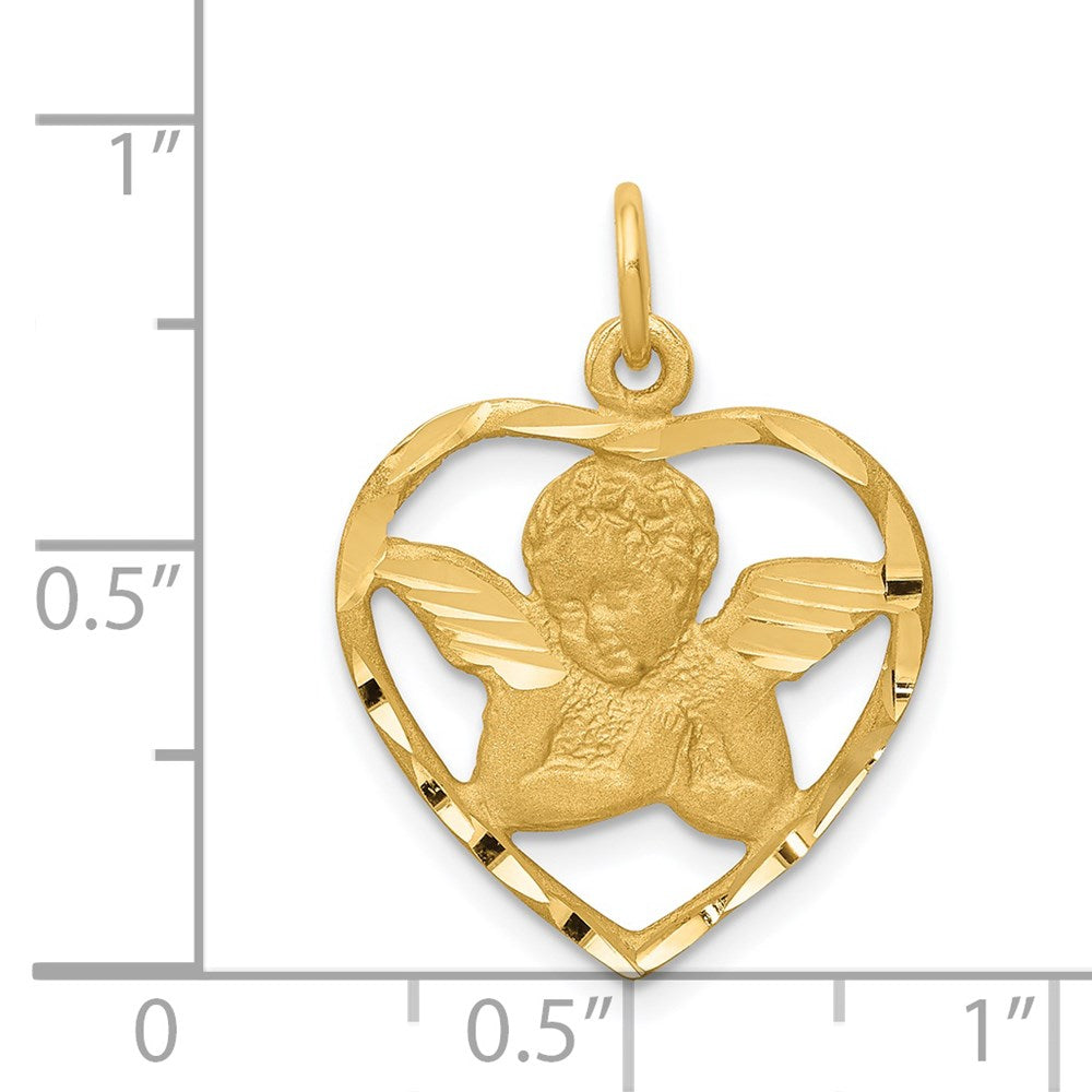 14k Cut-out Angel in Heart Charm