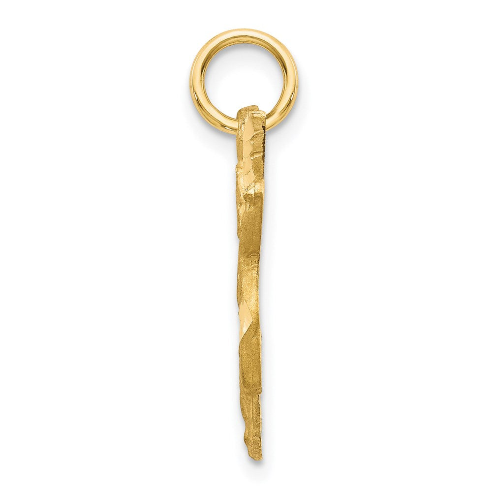 14k Satin Diamond-cut Angel Charm