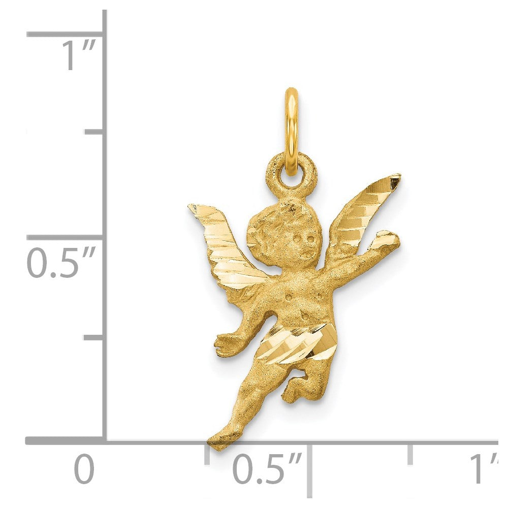 14k Satin Diamond-cut Angel Charm