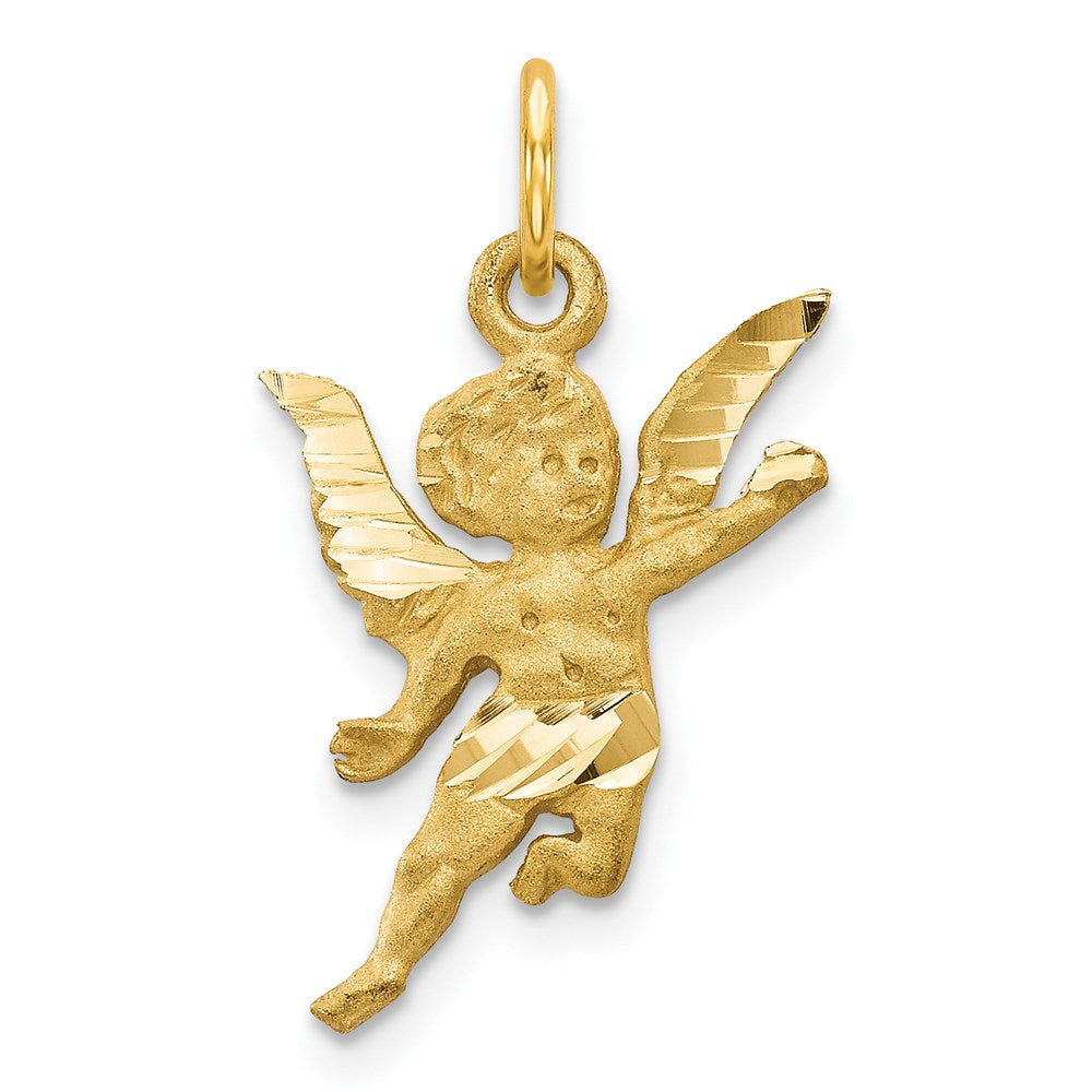 Solid;Casted;Diamond-cut;Satin;14k Yellow gold;Textured back