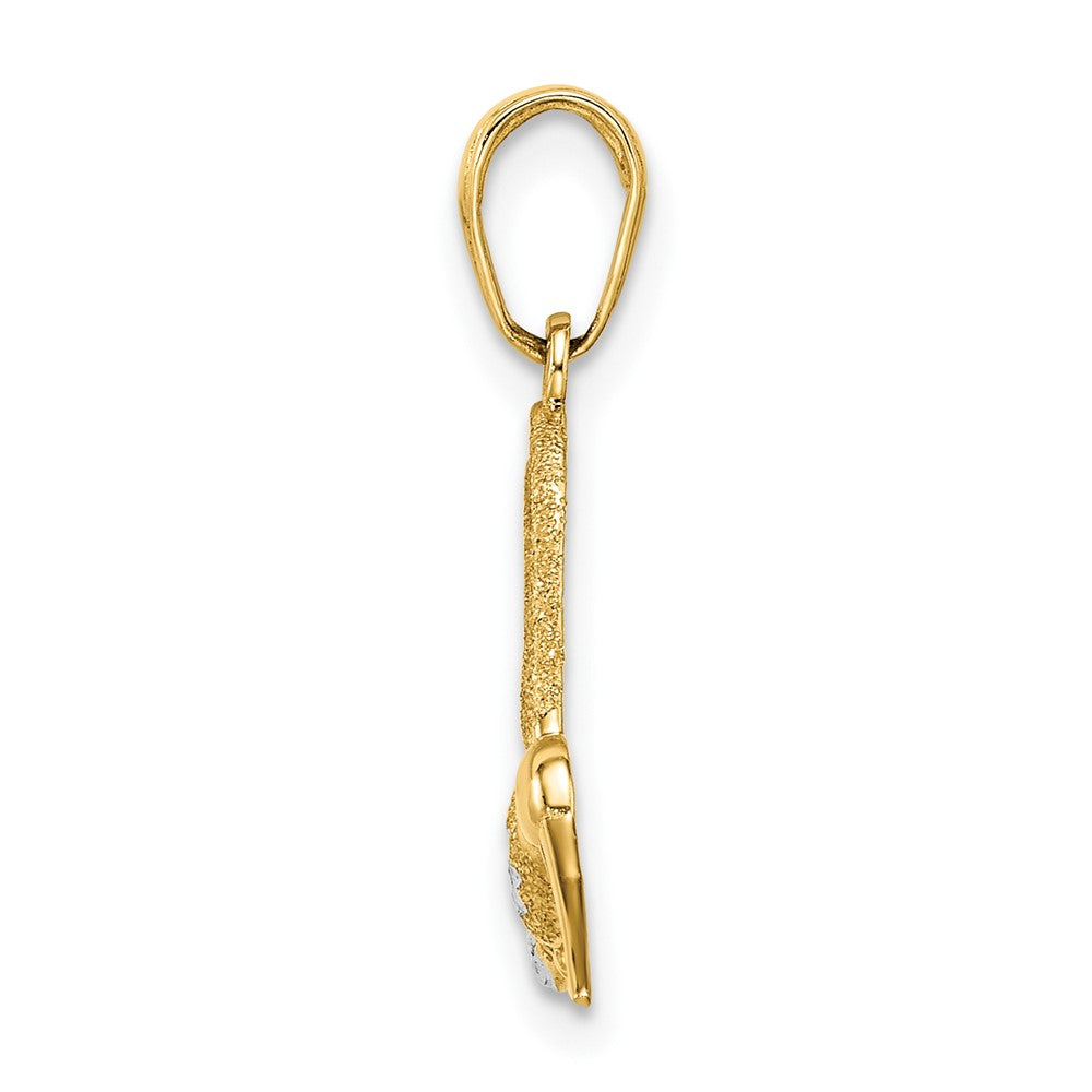 14k and White Rhodium Diamond-cut Hummingbird Pendant
