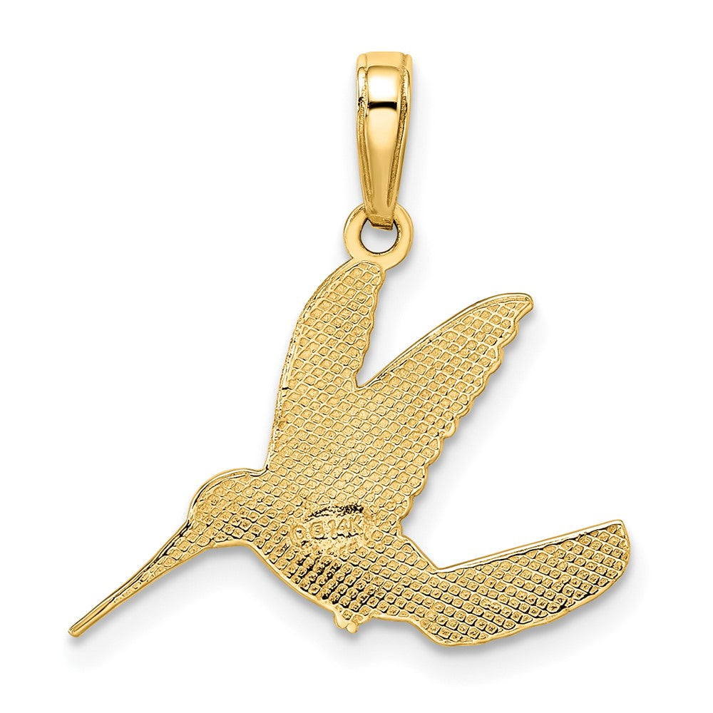 14k and White Rhodium Diamond-cut Hummingbird Pendant