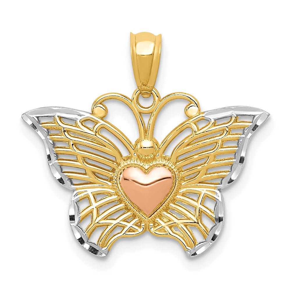 Diamond-cut;14K Two-tone;Filigree;Rhodium