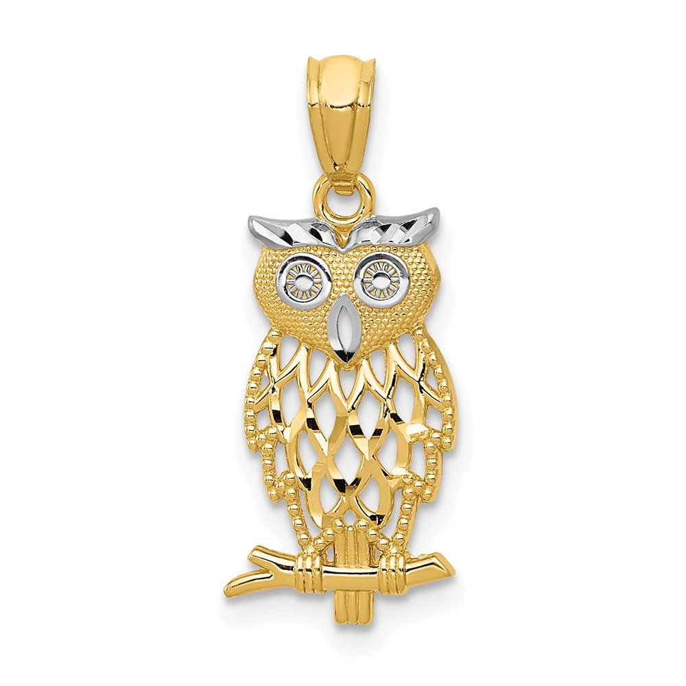 Diamond-cut;Polished;14K Yellow gold & rhodium;Textured