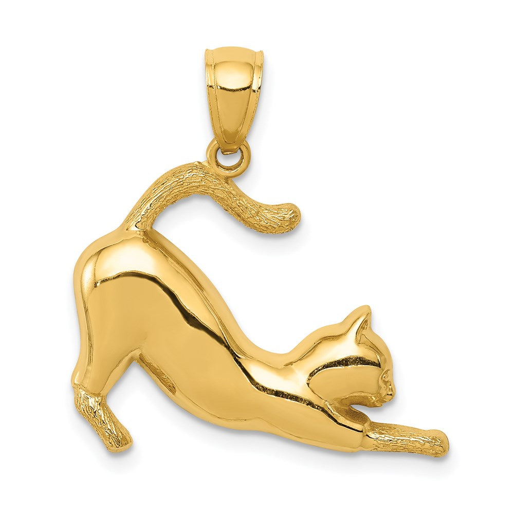 Solid;Casted;Polished;14k Yellow gold;Open back;Textured