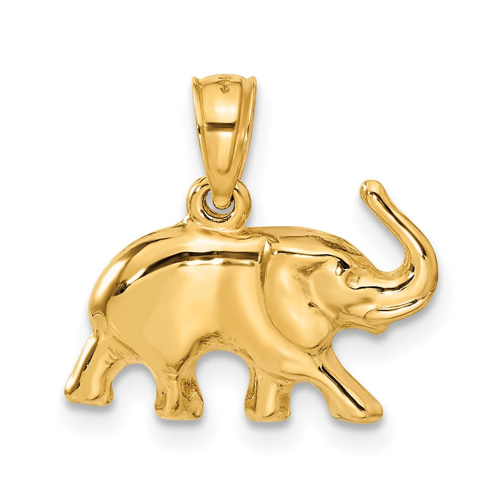 14k 3-D Polished Elephant Pendant