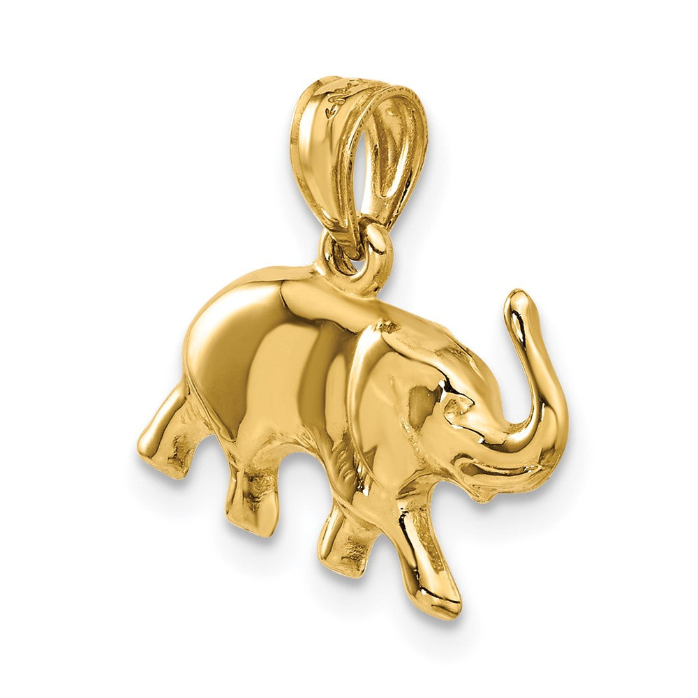 14k 3-D Polished Elephant Pendant