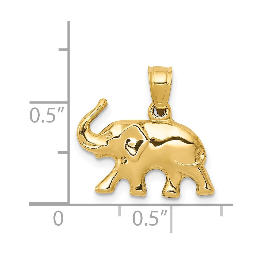 14k 3-D Polished Elephant Pendant