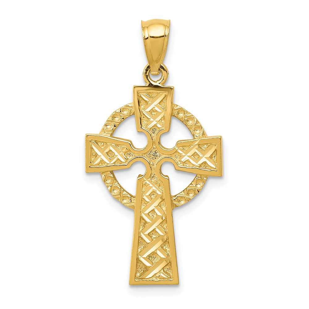 Solid;Diamond-cut;Polished;14k Yellow gold;Textured;Textured back
