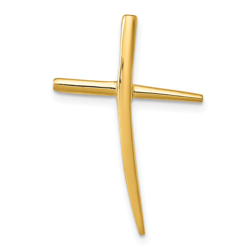 Solid;Casted;Polished;14k Yellow gold;Textured back;Chain slide;Hidden bail