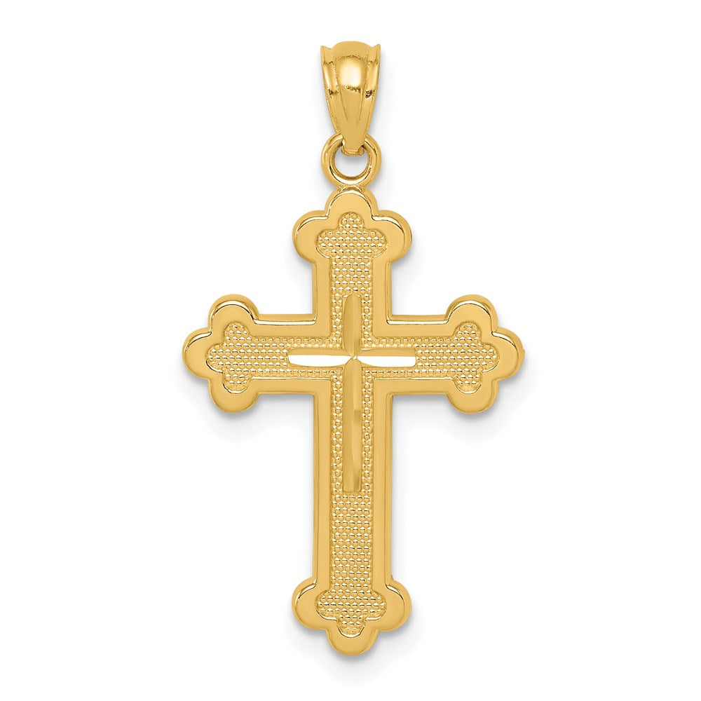 Solid;Casted;Diamond-cut;Polished;14k Yellow gold;Open back;Textured;Textured back