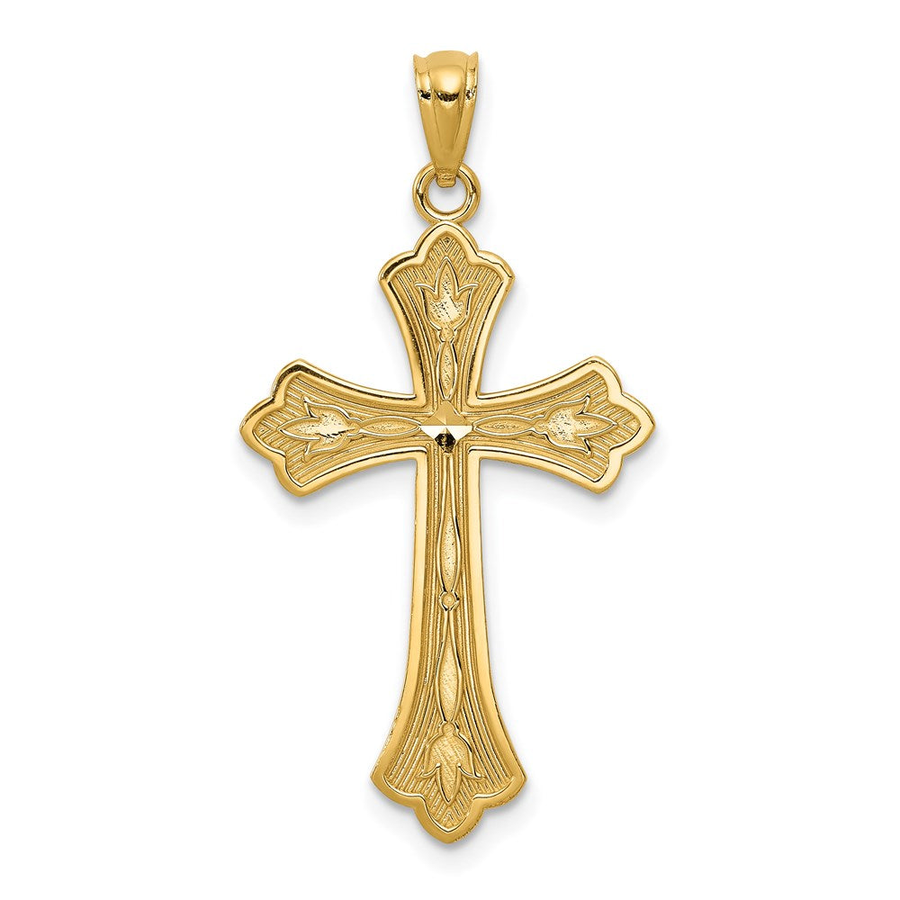 Solid;Casted;Diamond-cut;Polished;Satin;14k Yellow gold;Not engraveable;Textured back