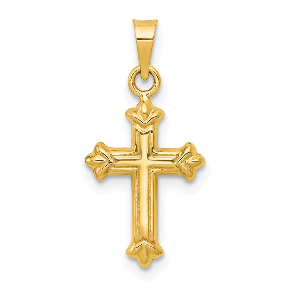 Polished;14k Yellow gold;Flat back;Hollow;Fleur De Lis
