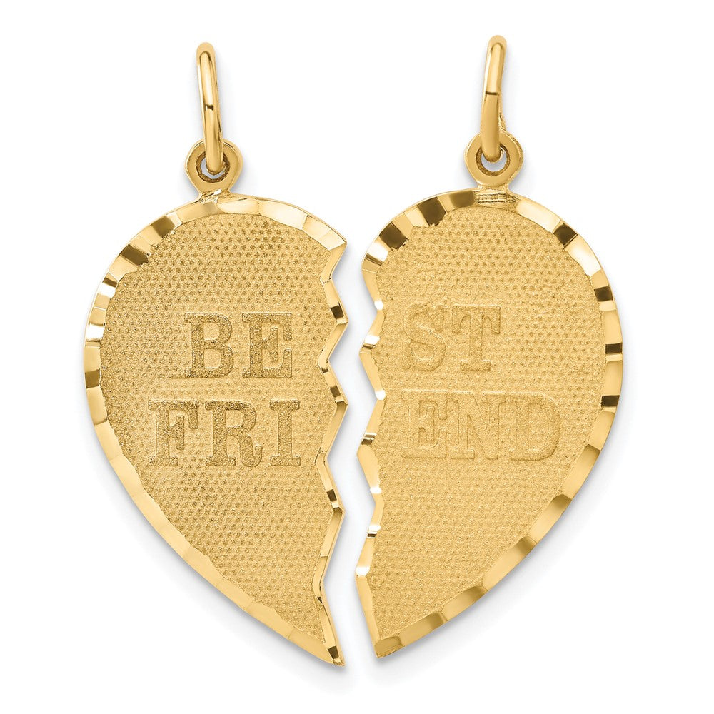 Solid;Casted;Diamond-cut;Polished;14k Yellow gold;Flat back;Not engraveable;2-piece break apart