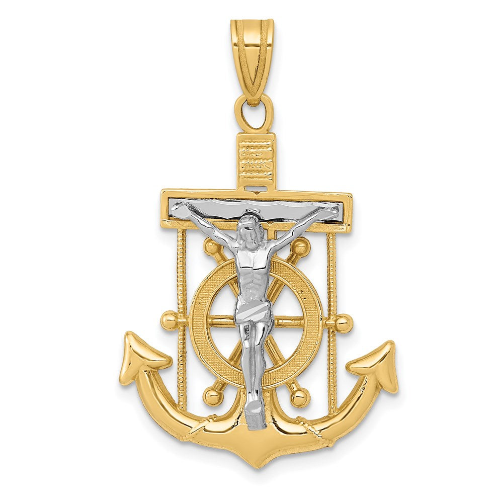 Solid;Casted;Diamond-cut;Polished;14K Two-tone;Textured