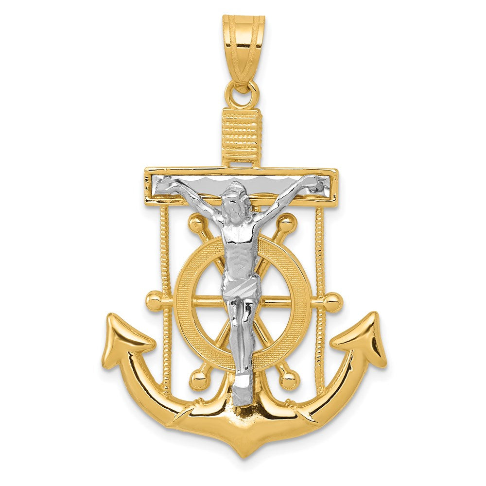 Solid;Casted;Diamond-cut;Polished;14K Two-tone;Textured