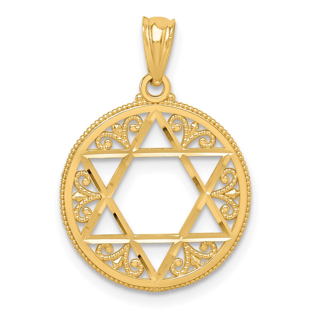 Solid;Diamond-cut;Polished;14k Yellow gold;Filigree;Textured