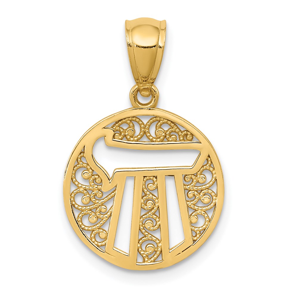 Solid;Polished;14k Yellow gold;Filigree