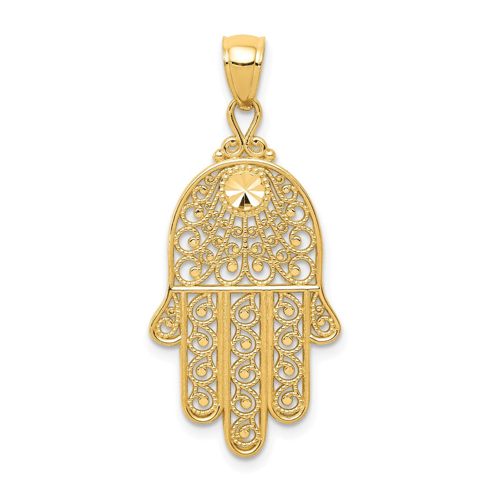 Diamond-cut;Polished;14k Yellow gold;Flat back;Filigree