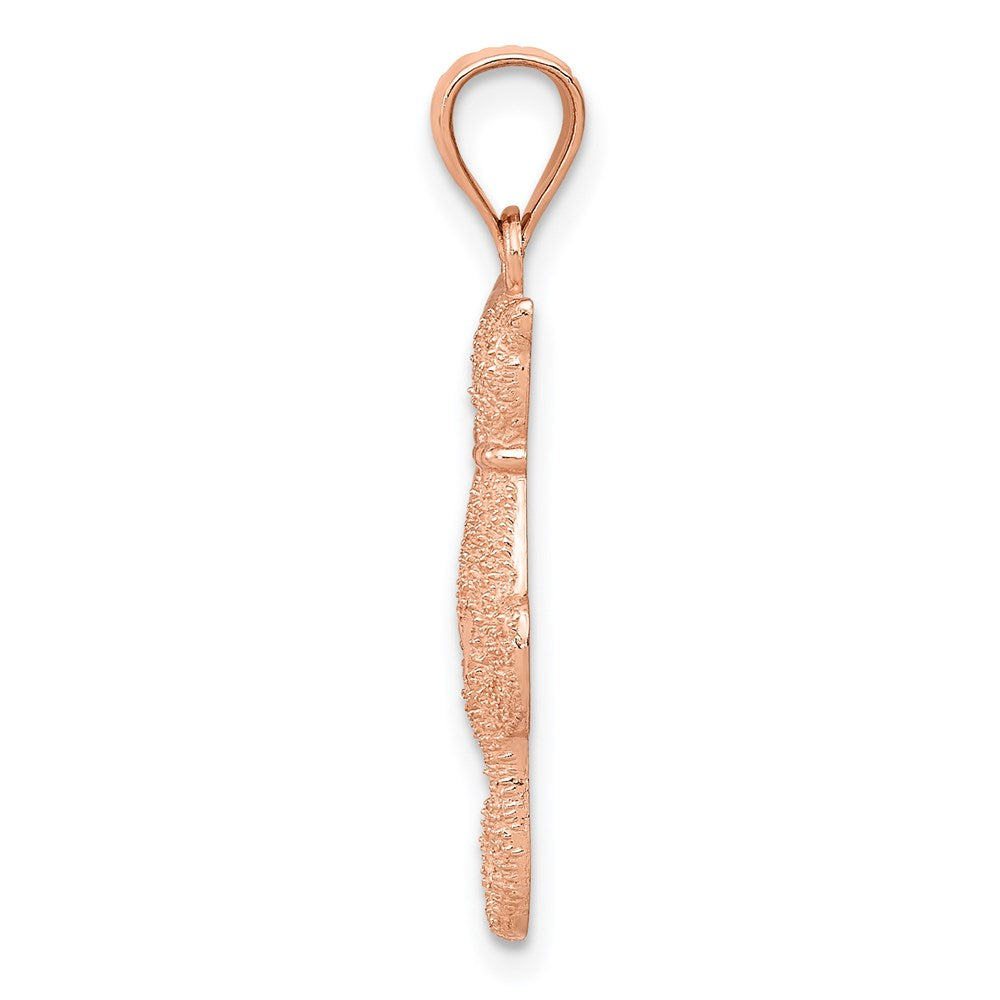 14k Rose Gold Polished and Satin Diamond-cut Two Sitting Cats Pendant
