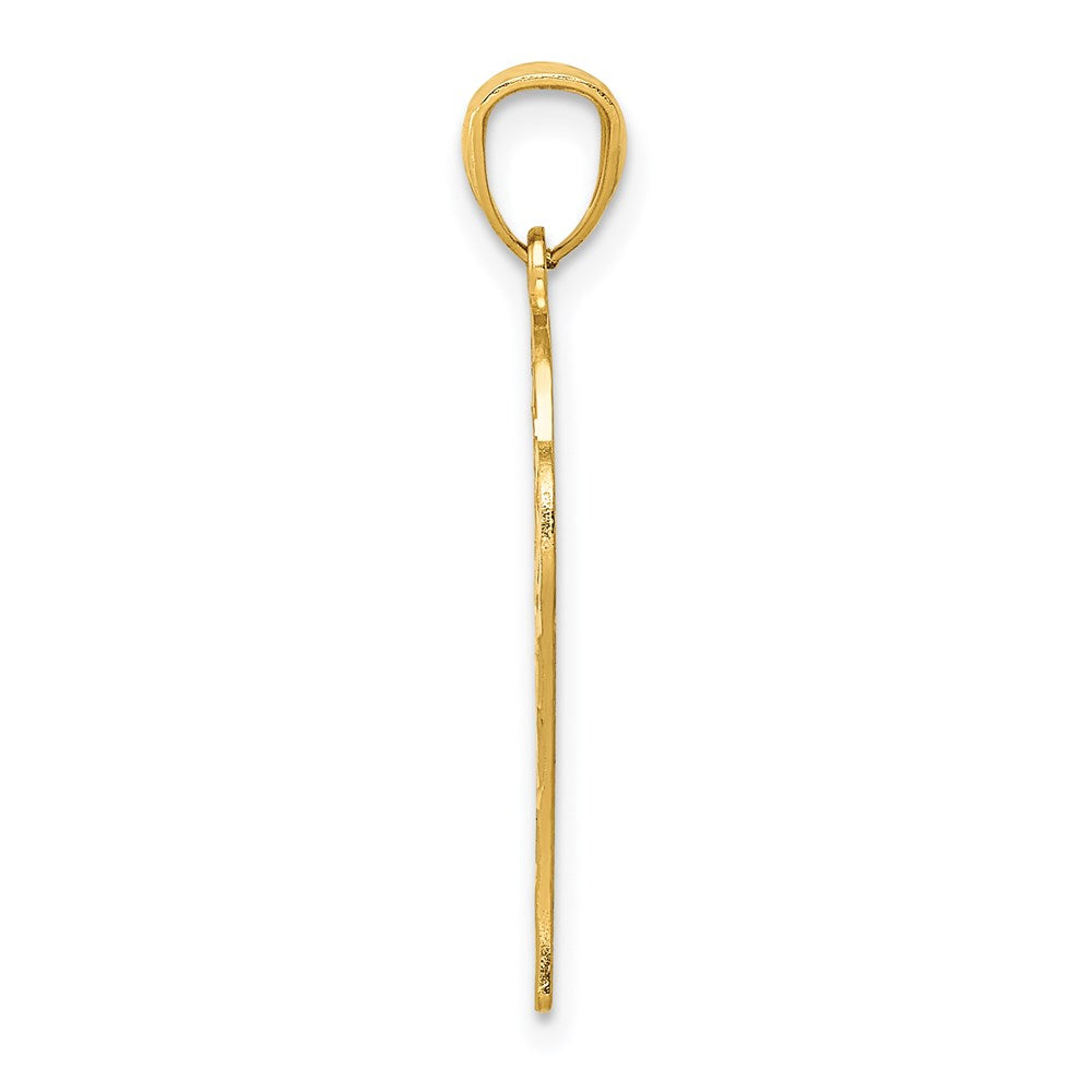 14k Diamond-cut Basketball in Hoop Pendant