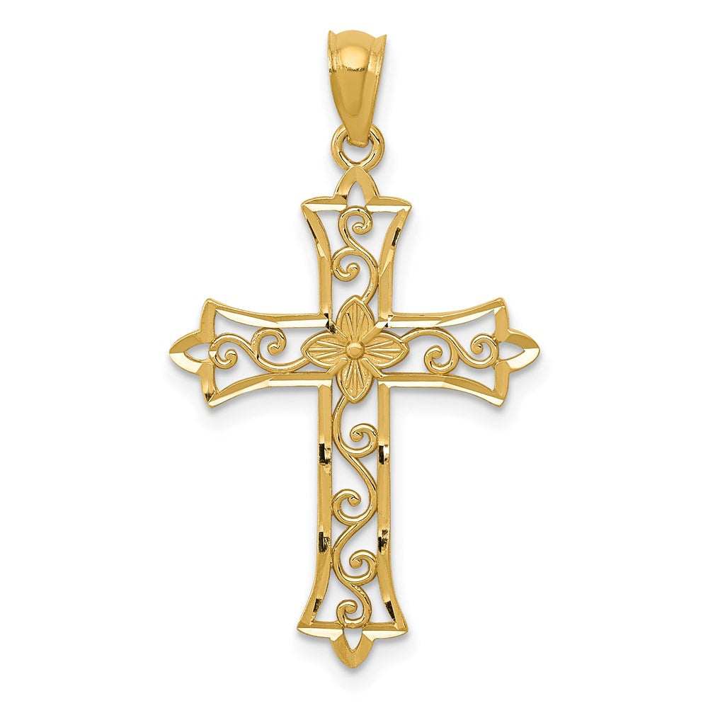 Casted;Polished;14k Yellow gold;Filigree;Textured;Cut-out