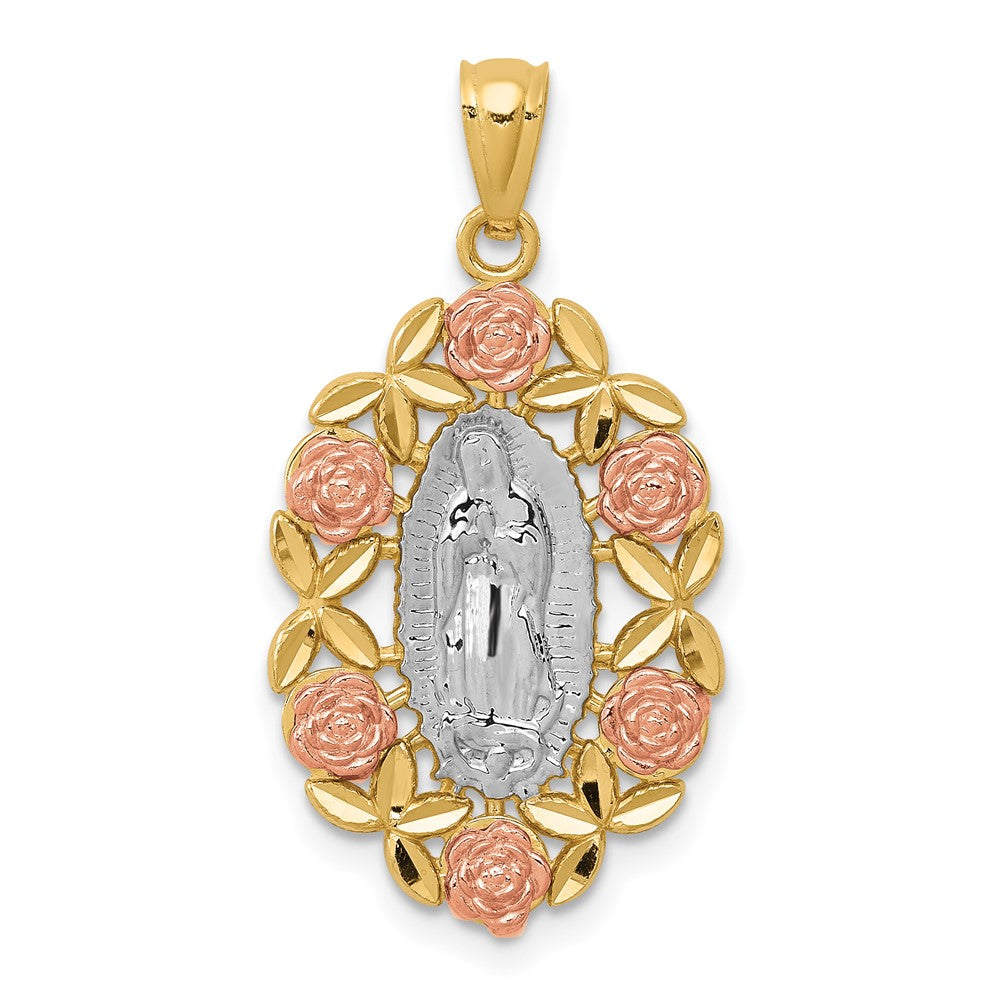 Polished;14K Two-tone;Textured back;Rhodium-plated