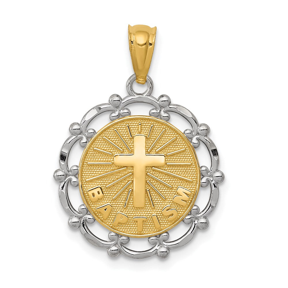 14K Yellow gold & rhodium;Textured back;Polished & satin