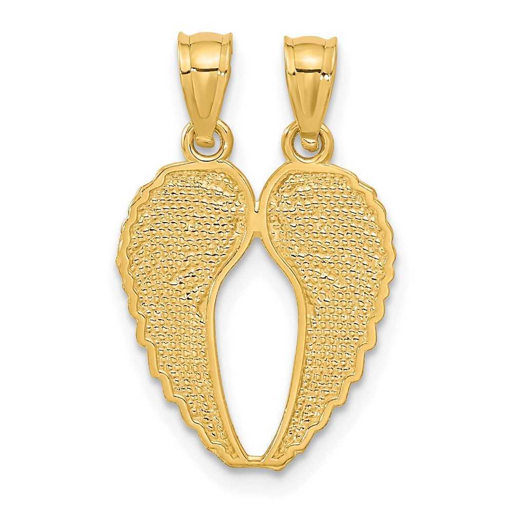 14k Two-Piece Break-Apart Diamond-cut Wings Pendant